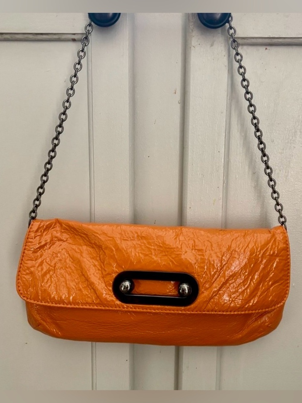 HOBO Y2K Patent Leather Shiny orange Shoulder Bag Chain Strap  Summer